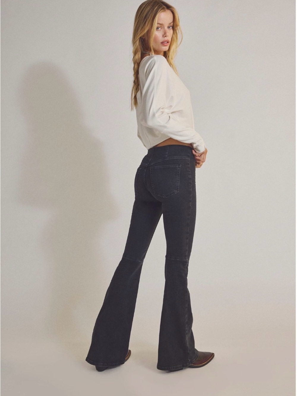 Free People Black High-Rise Flare Jeans - Wide Leg